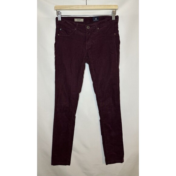 AG Adriano Goldschmied The Legging Super‎ Skinny Maroon Corduroy Pants 26R - Picture 1 of 8